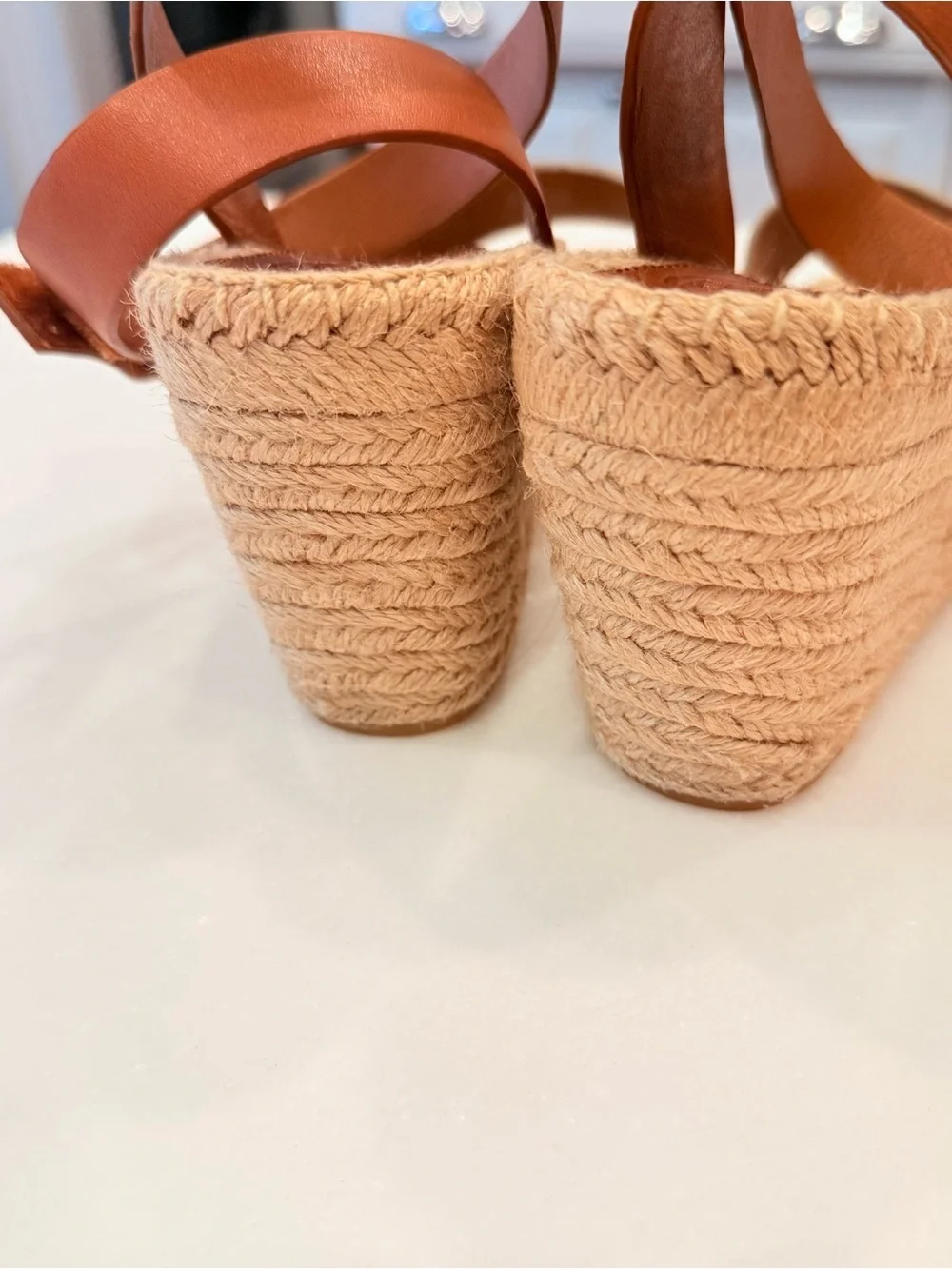 Tory Burch Bima 2 Espadrilles Wedge Sandals Metallic & Tan Leather Sz 9